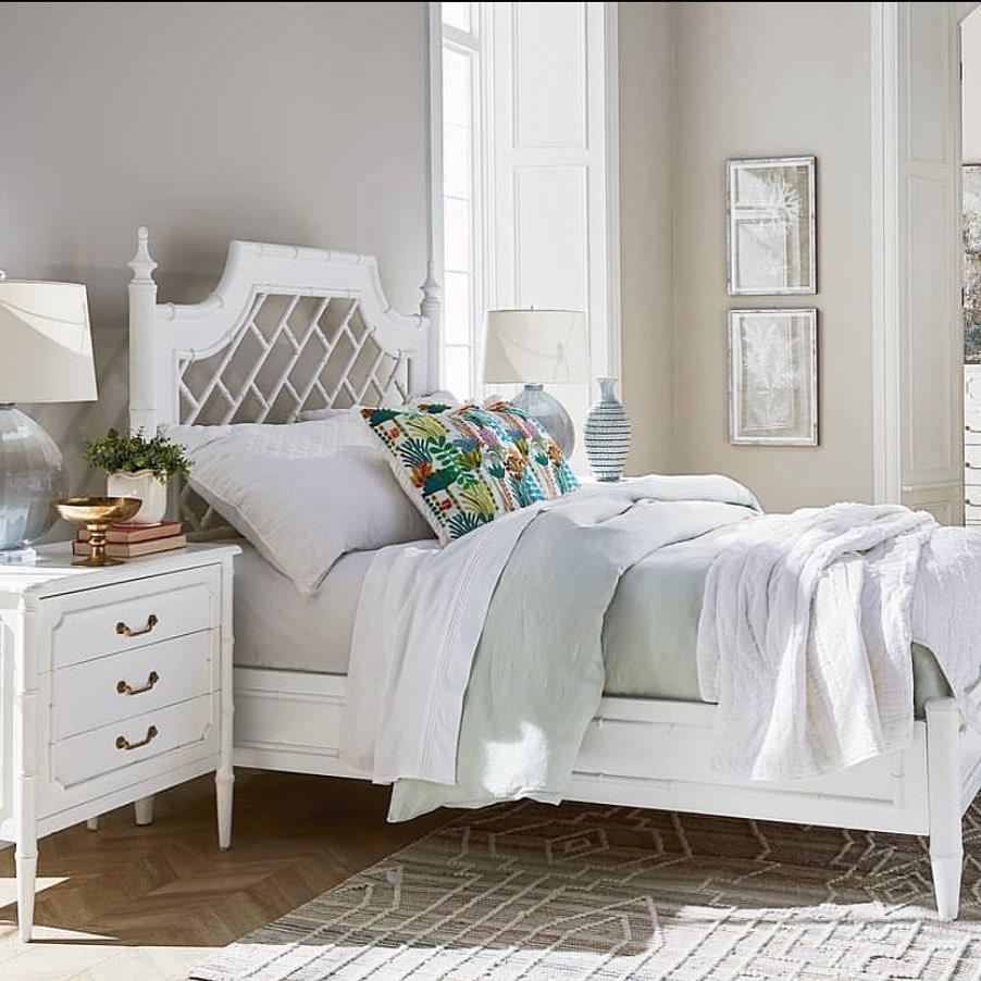bed set featuring white and grey color scheme