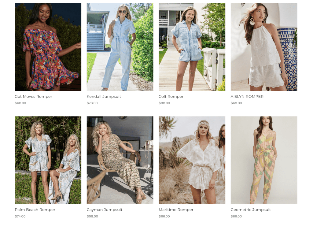 assortment of dresses and rompers for purchase at lula balou